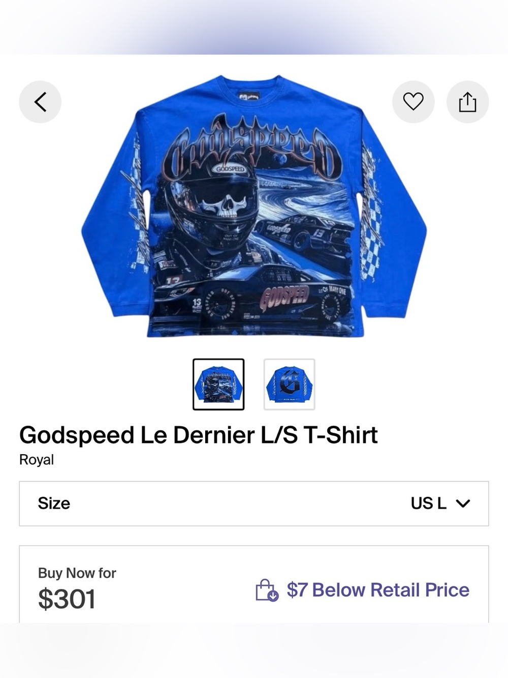 Godspeed Royal Blue Long-Sleeve Graphic Tee